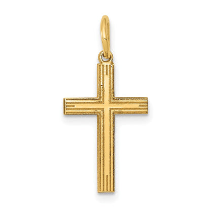 14K Gelbgold 14K Lasergraviert Kreuz Charm
