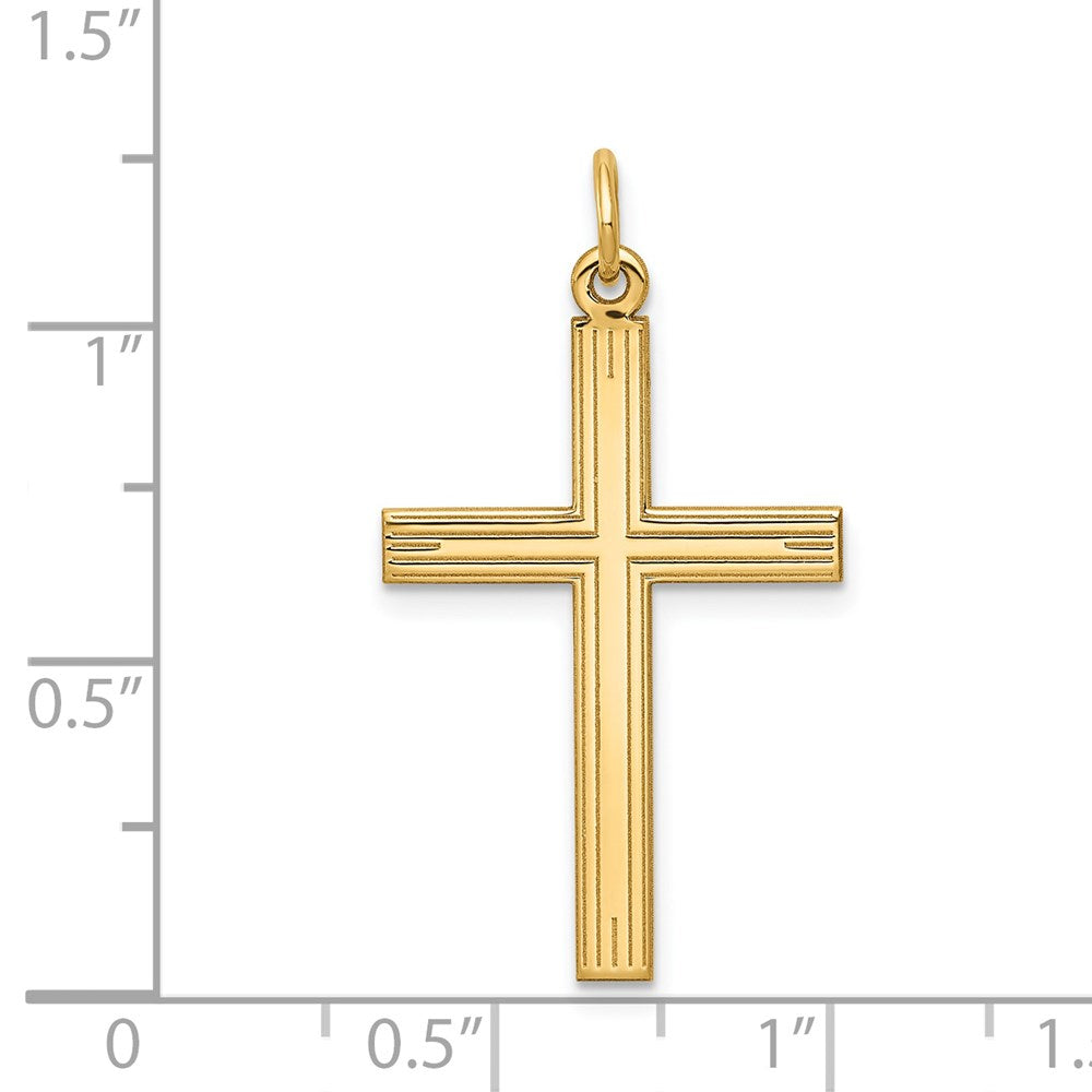 14K Gelbgold 14K Lasergraviert Kreuz Anhänger