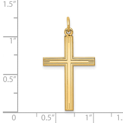 14K Gelbgold 14K Lasergraviert Kreuz Anhänger