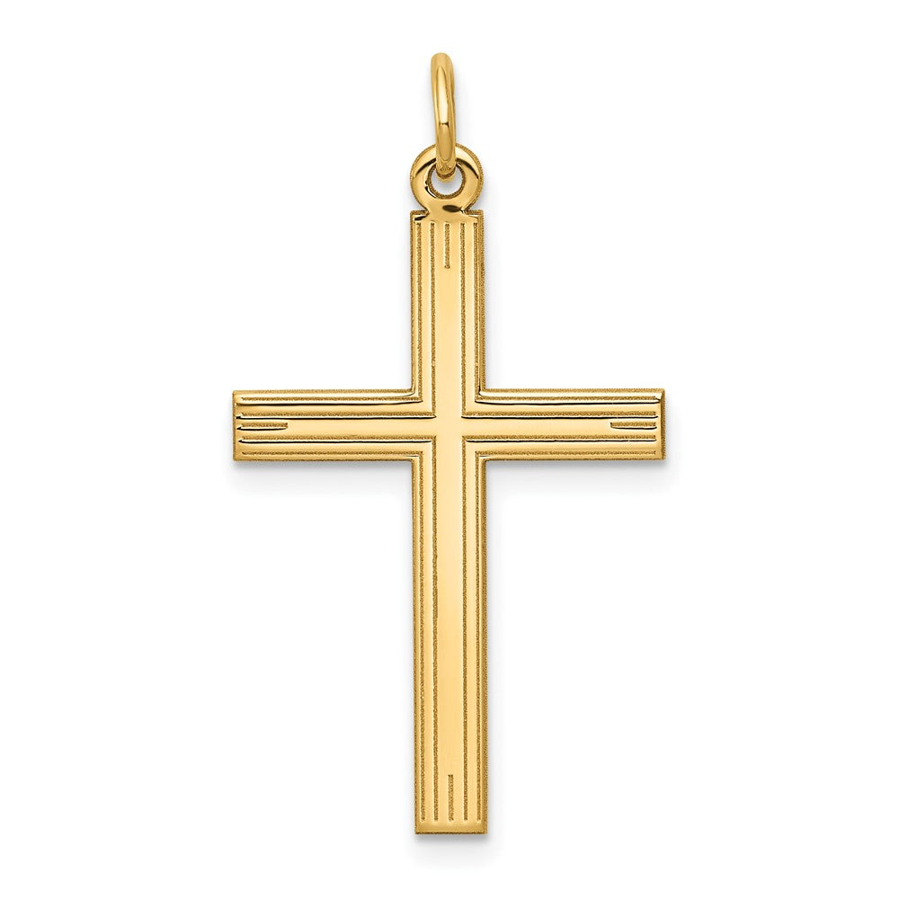 14K Gelbgold 14K Lasergraviert Kreuz Anhänger