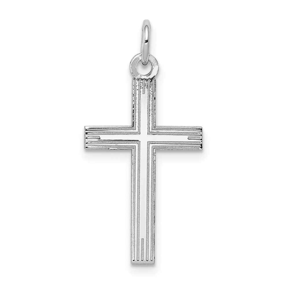 14K Weißgold 14K Weißgold Lasergraviert Kreuz Anhänger