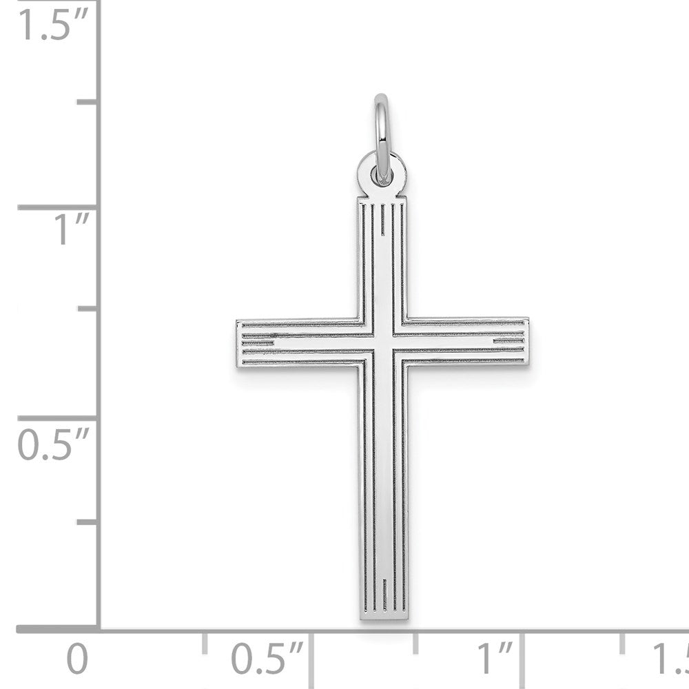 14K Weißgold Kreuzanhänger mit Laserdesign