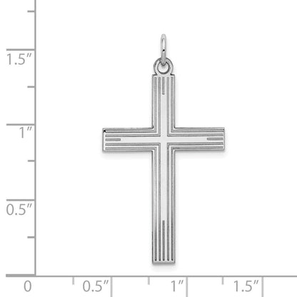 14K Weißgold Kreuzanhänger mit Laserdesign