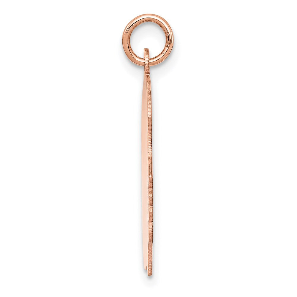 14K Roségold Rose Schlichter Mädchenkopf-Charm, Mittelgroß, .011 Gauge, Nach Rechts Blickend, Gravierbar