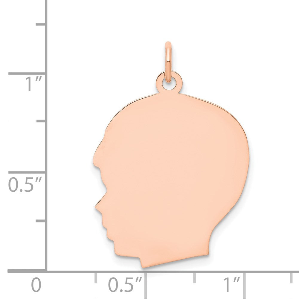 14K Roségold Rosé Schlichter Großer 0,018 Gauge Nach Links Blickender Gravierb