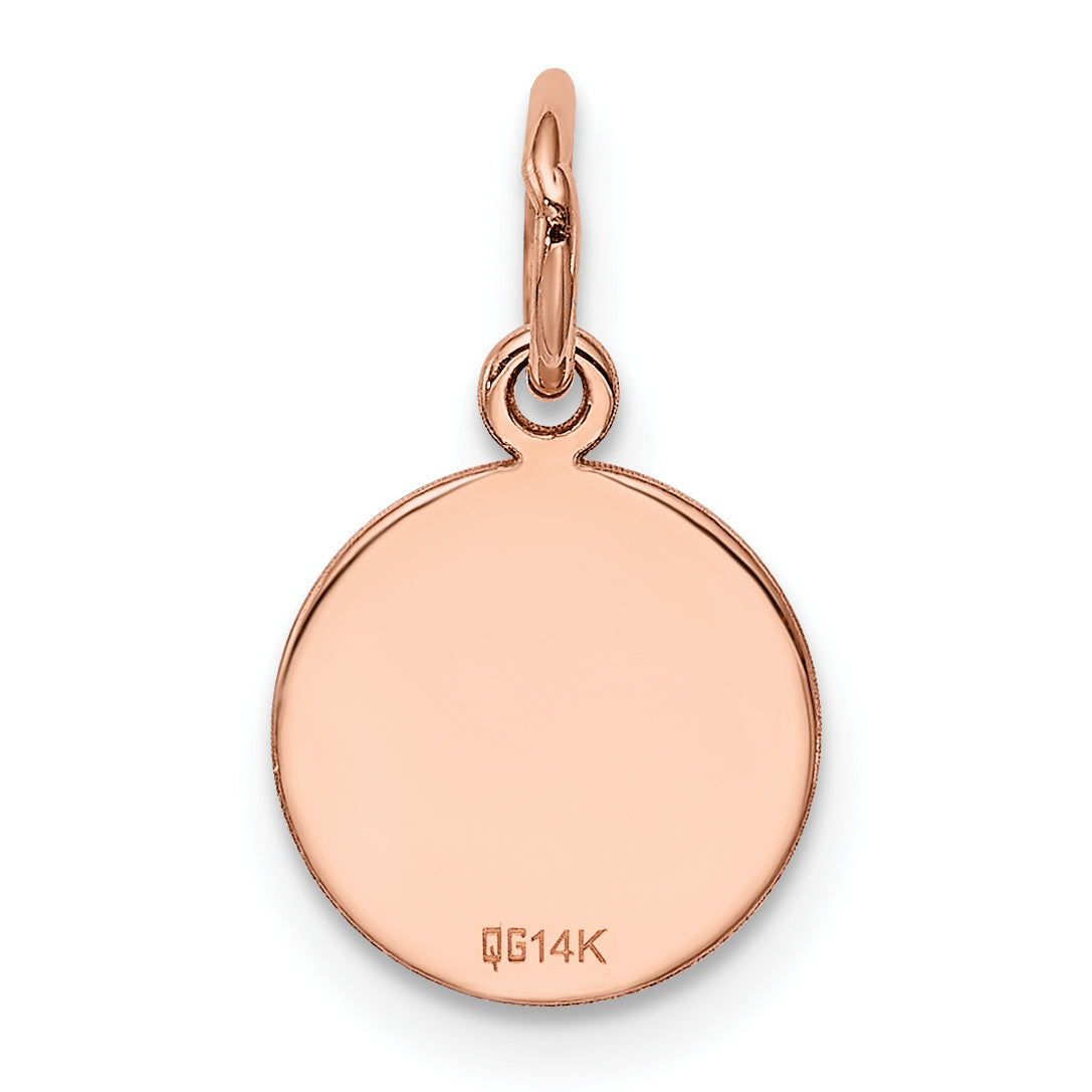 14K Roségold Schlicht Kreisförmig Gravierbar Plättchen Charm