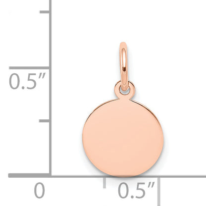 14K Roségold Schlicht Kreisförmig Gravierbar Plättchen Charm