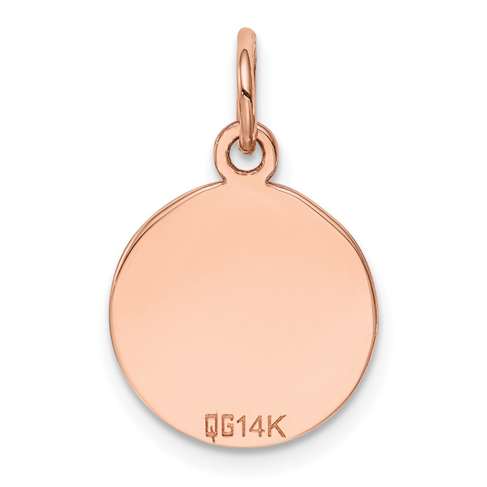 14K Roségold Schlicht Kreisförmig Gravierbar Plättchen Charm