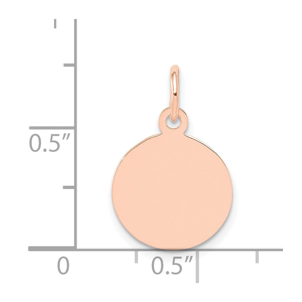 14K Roségold Schlicht Kreisförmig Gravierbar Plättchen Charm