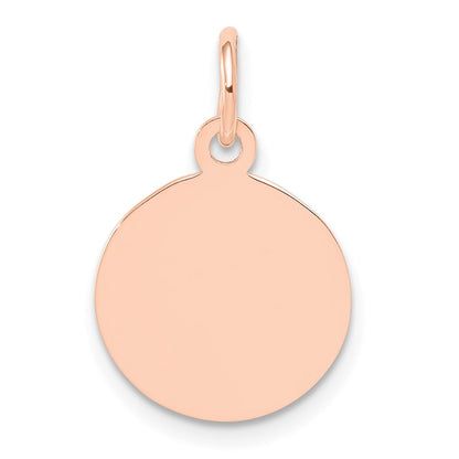 14K Roségold Schlicht Kreisförmig Gravierbar Plättchen Charm