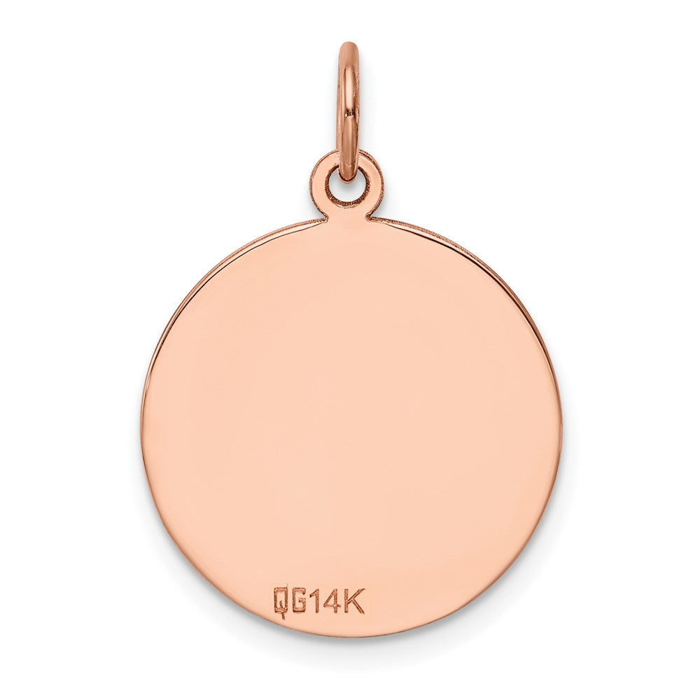14K Roségold Schlicht Kreisförmig Gravierbar Plättchen Charm