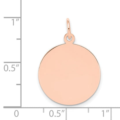 14K Roségold Schlicht Kreisförmig Gravierbar Plättchen Charm