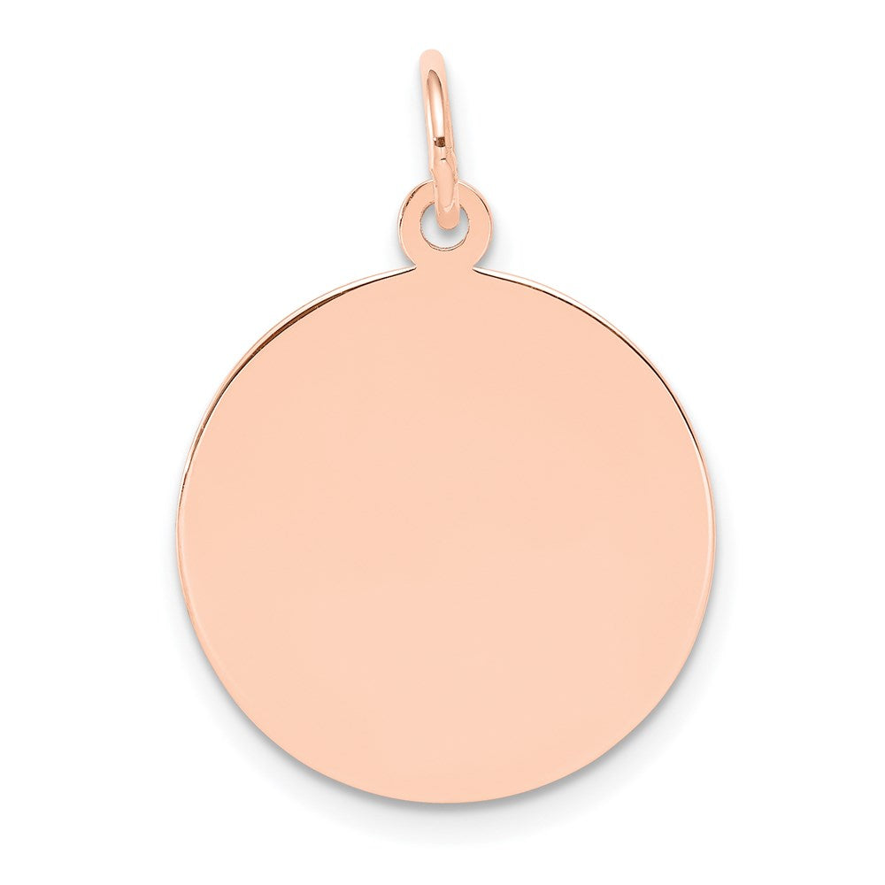 14K Roségold Schlicht Kreisförmig Gravierbar Plättchen Charm