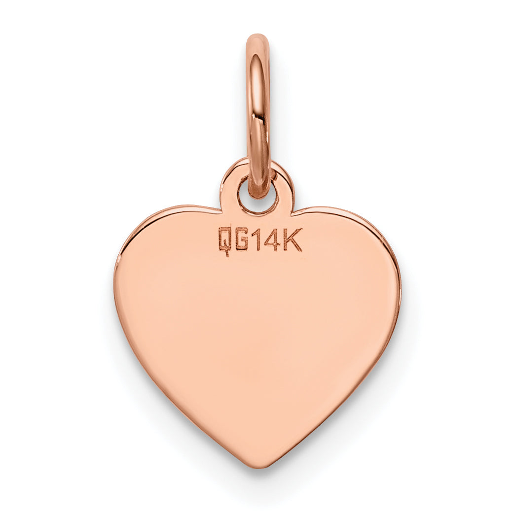 14K Roségold Schlicht Gravierbar Herz Plättchen Charm