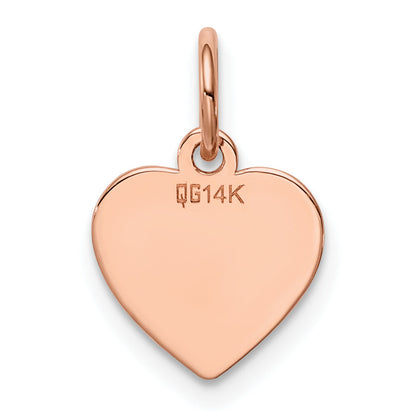 14K Roségold Schlicht Gravierbar Herz Plättchen Charm