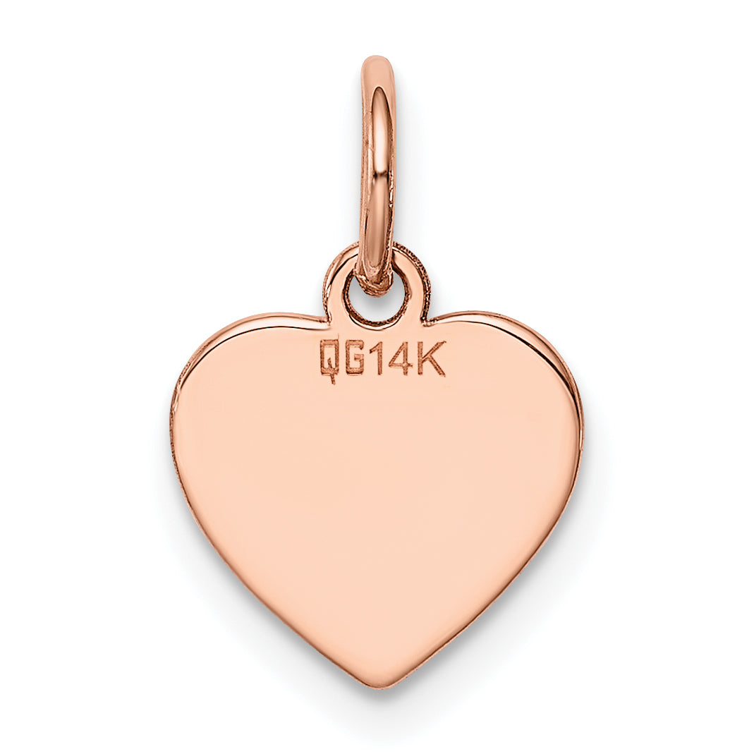 14K Roségold Schlicht Gravierbar Herz Plättchen Charm
