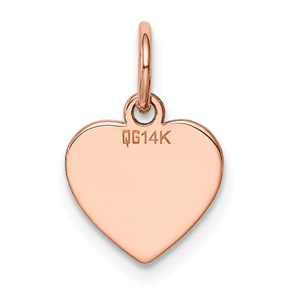 14K Roségold Schlicht Gravierbar Herz Plättchen Charm