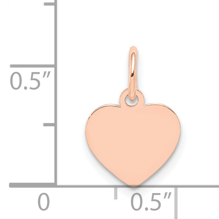 14K Roségold Schlicht Gravierbar Herz Plättchen Charm