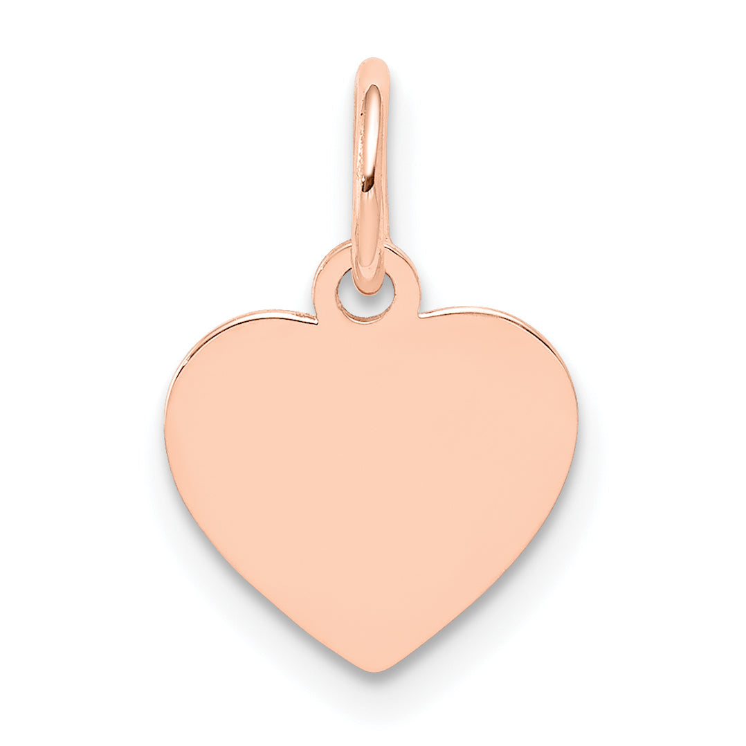 14K Roségold Schlicht Gravierbar Herz Plättchen Charm