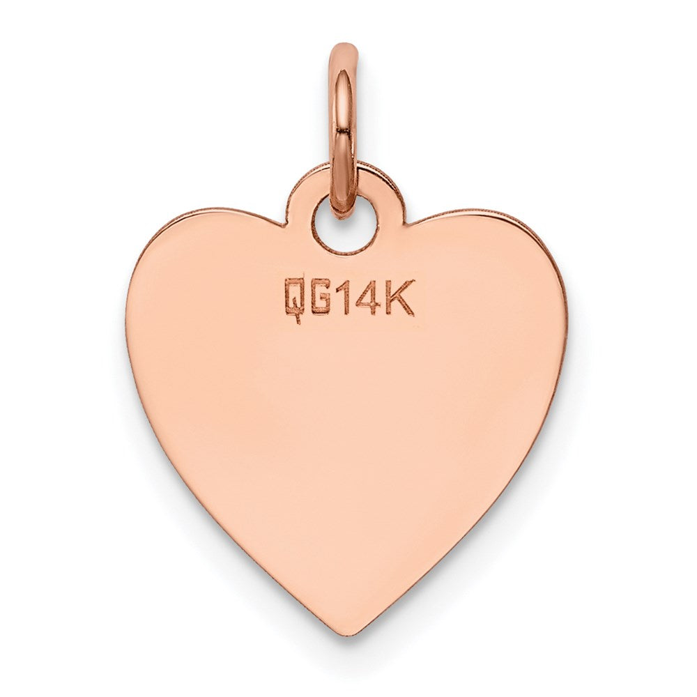 14K Roségold Schlicht Gravierbar Herz Plättchen Charm