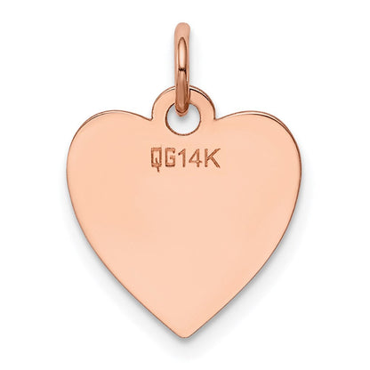14K Roségold Schlicht Gravierbar Herz Plättchen Charm