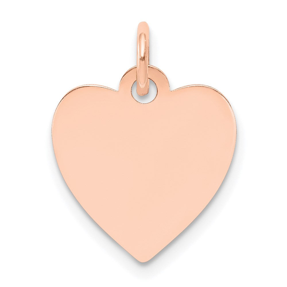 14K Roségold Schlicht Gravierbar Herz Plättchen Charm