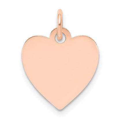 14K Roségold Schlicht Gravierbar Herz Plättchen Charm