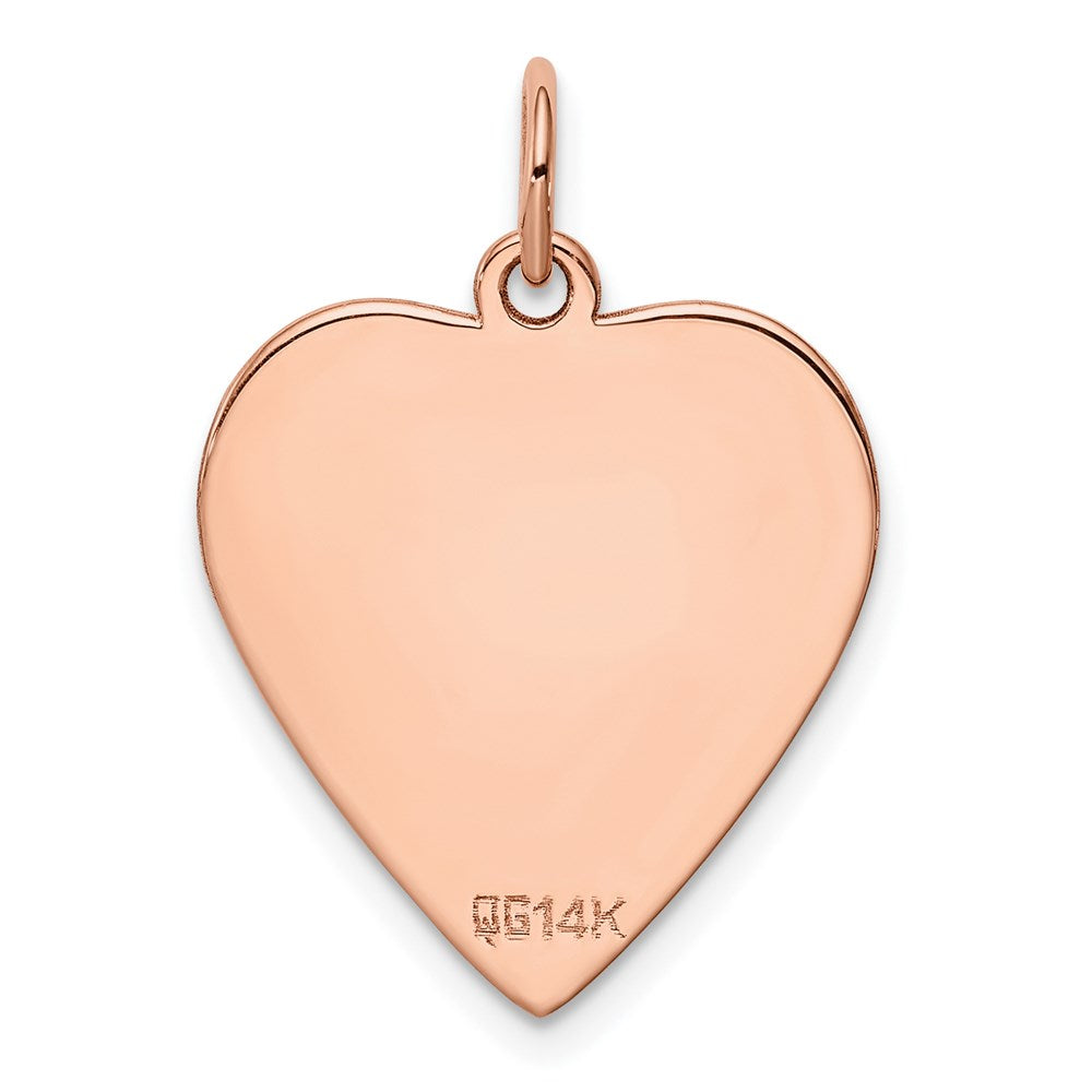14K Roségold Schlicht Gravierbar Herz Plättchen Charm