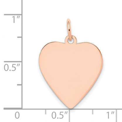 14K Roségold Schlicht Gravierbar Herz Plättchen Charm
