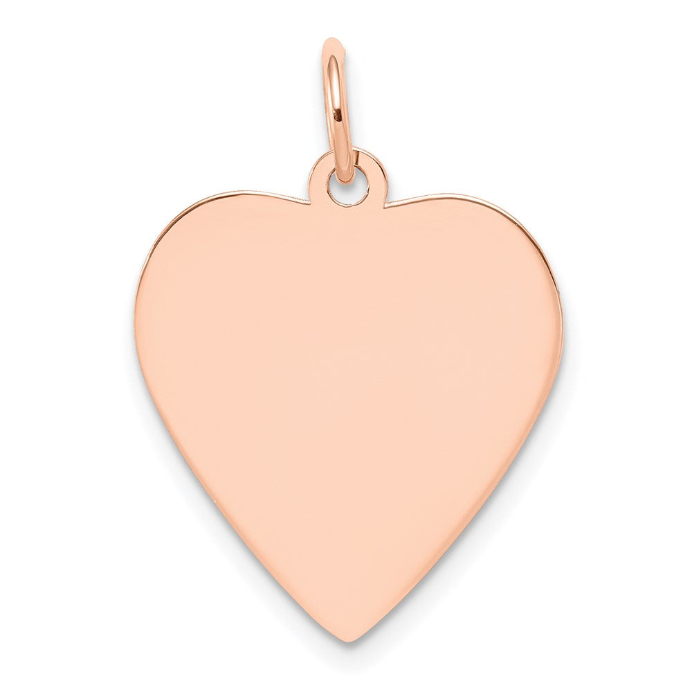14K Roségold Schlicht Gravierbar Herz Plättchen Charm