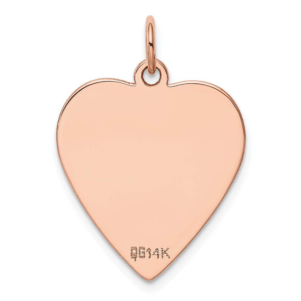 14K Roségold Schlicht Gravierbar Herz Plättchen Charm