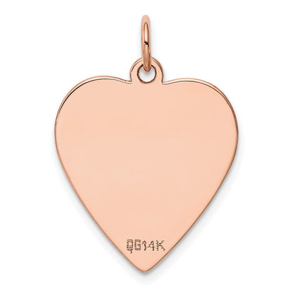 14K Roségold Schlicht Gravierbar Herz Plättchen Charm