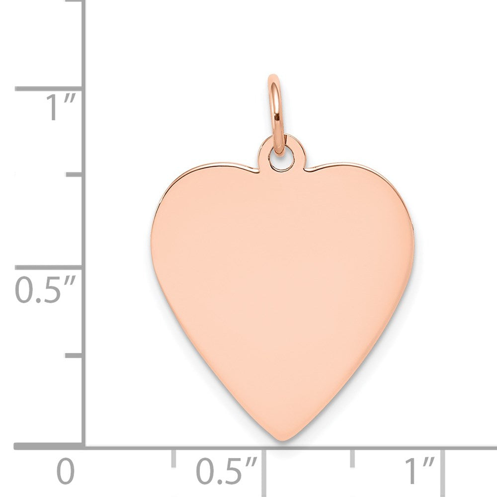 14K Roségold Schlicht Gravierbar Herz Plättchen Charm