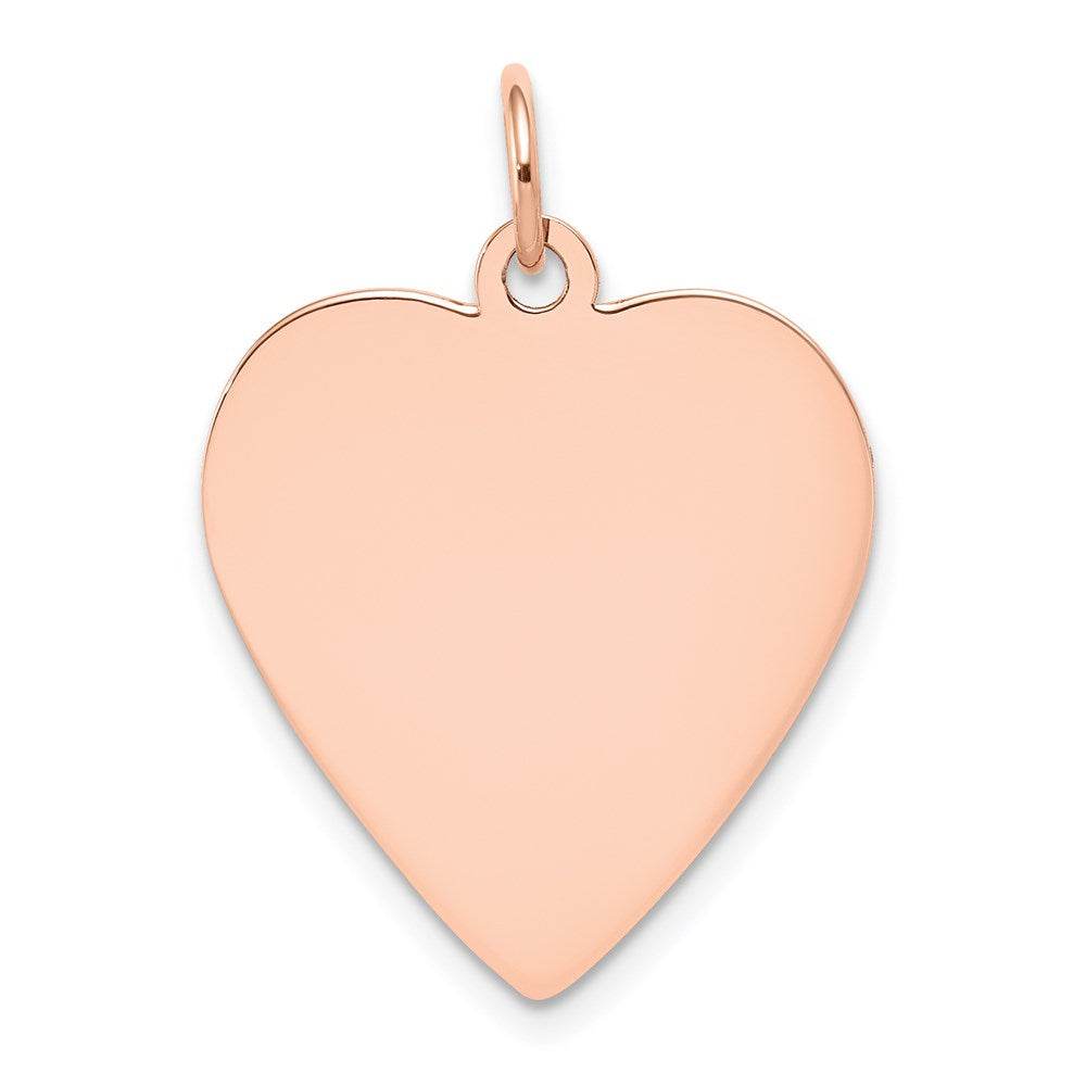 14K Roségold Schlicht Gravierbar Herz Plättchen Charm
