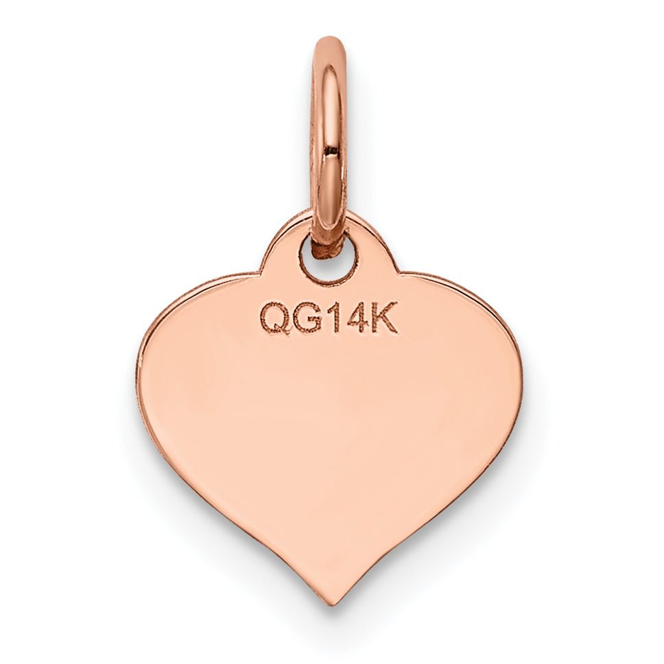 14K Roségold Herz Plättchen Charm