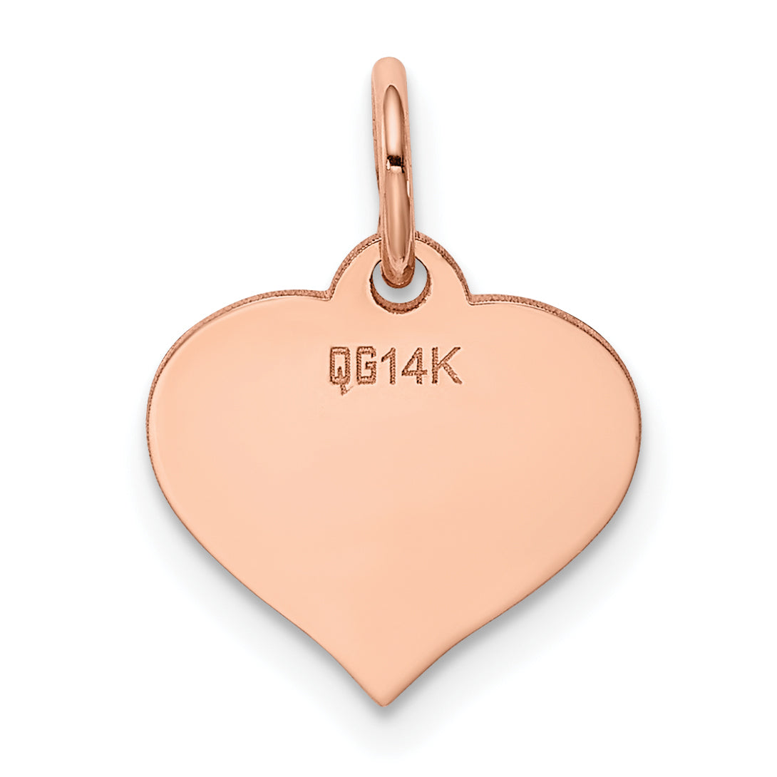 14K Roségold Herz Plättchen Charm