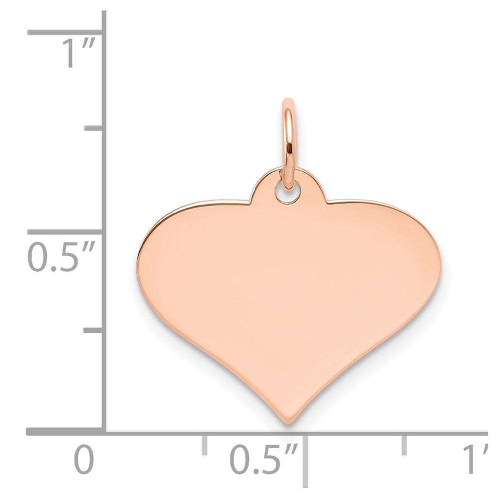 Schlichter Gravierbarer Herzscheiben-Charm aus 14K Roségold, .027 Gauge