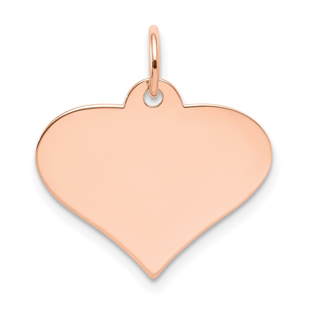 Schlichter Gravierbarer Herzscheiben-Charm aus 14K Roségold, .027 Gauge