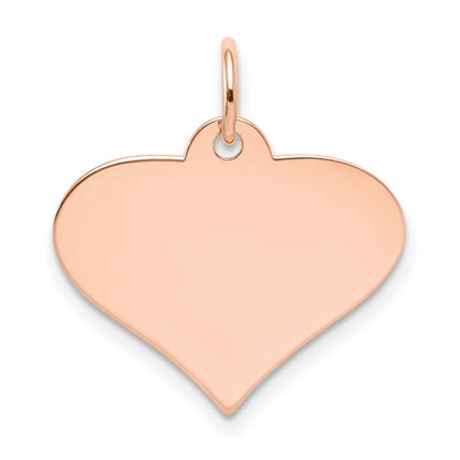 Schlichter Gravierbarer Herzscheiben-Charm aus 14K Roségold, .027 Gauge