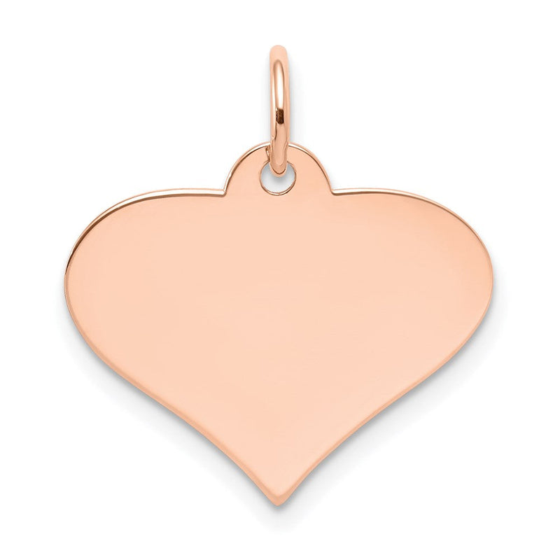 Schlichter Gravierbarer Herzscheiben-Charm aus 14K Roségold, .027 Gauge