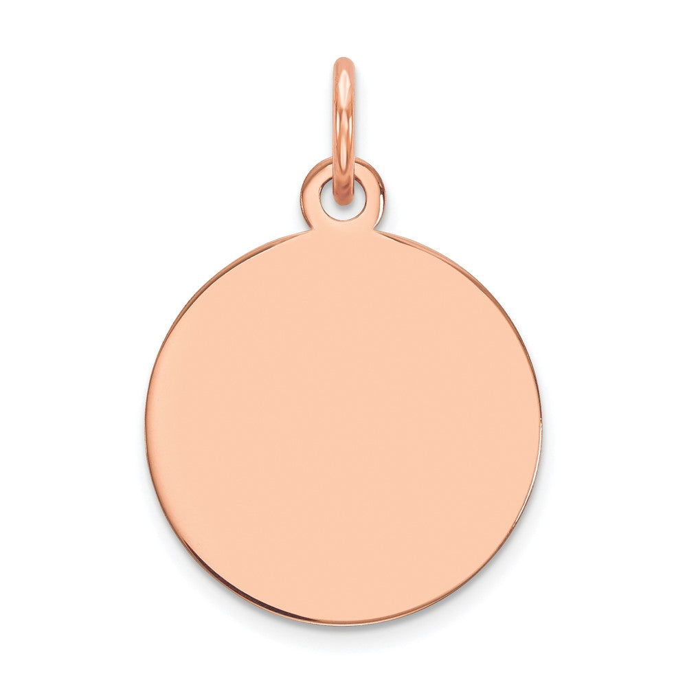 14K Roségold Schlicht Kreisförmig Gravierbar Plättchen Charm