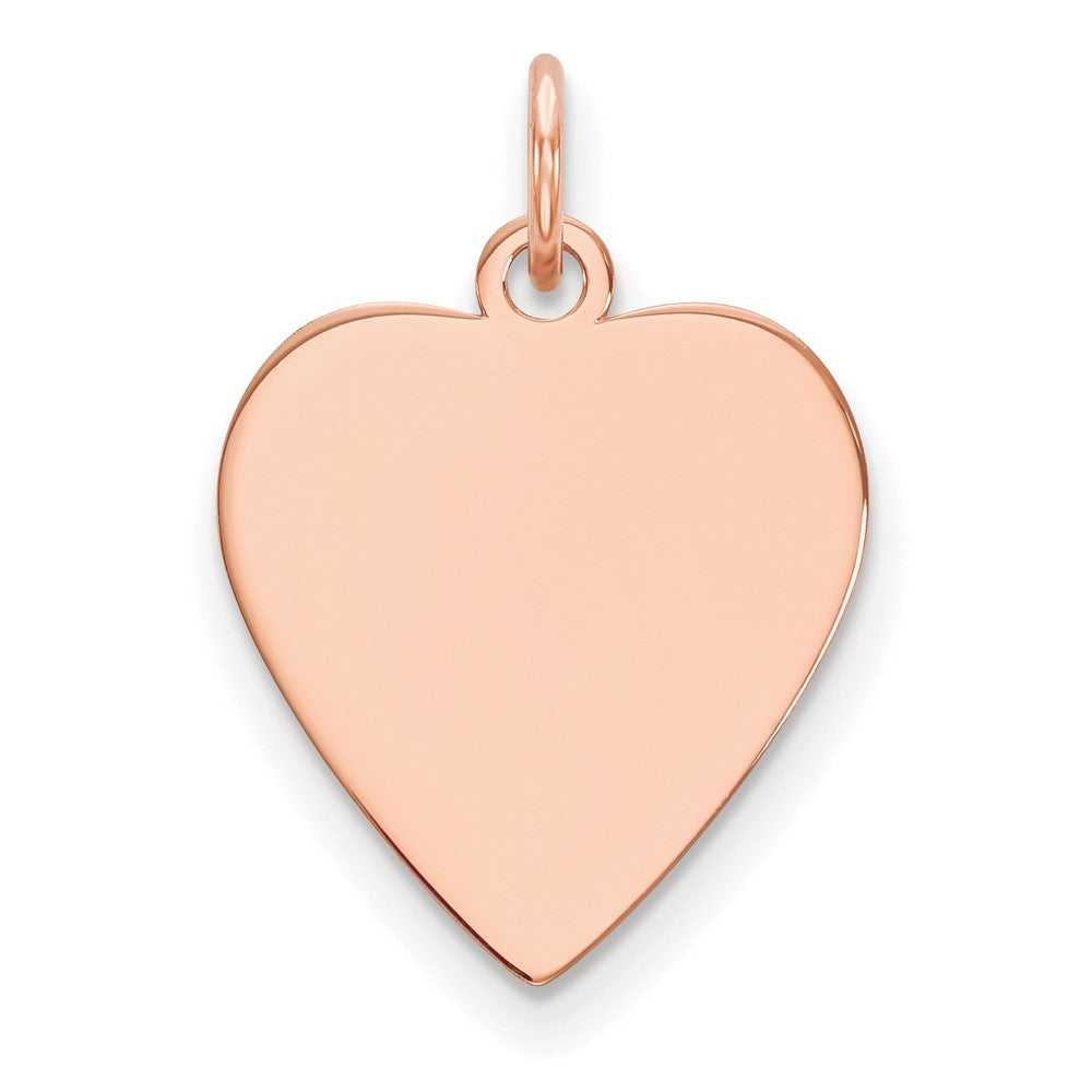 14K Roségold Schlicht Herz Gravierbar Plättchen Charm