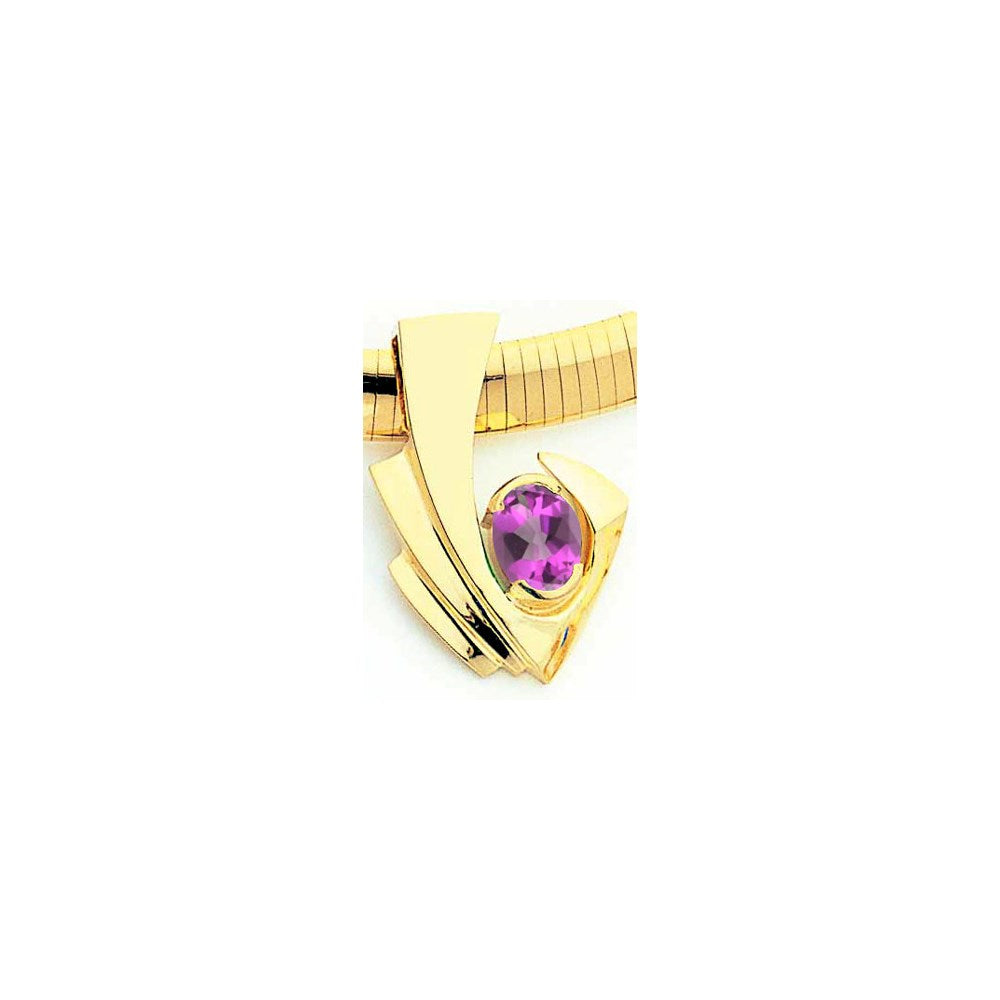 14K Gelbgold 9x7mm Oval Amethyst Anhänger
