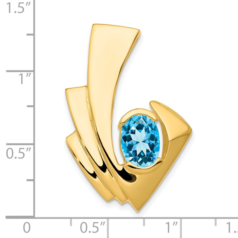 14K Gelbgold 9x7mm Oval Blautopas Anhänger