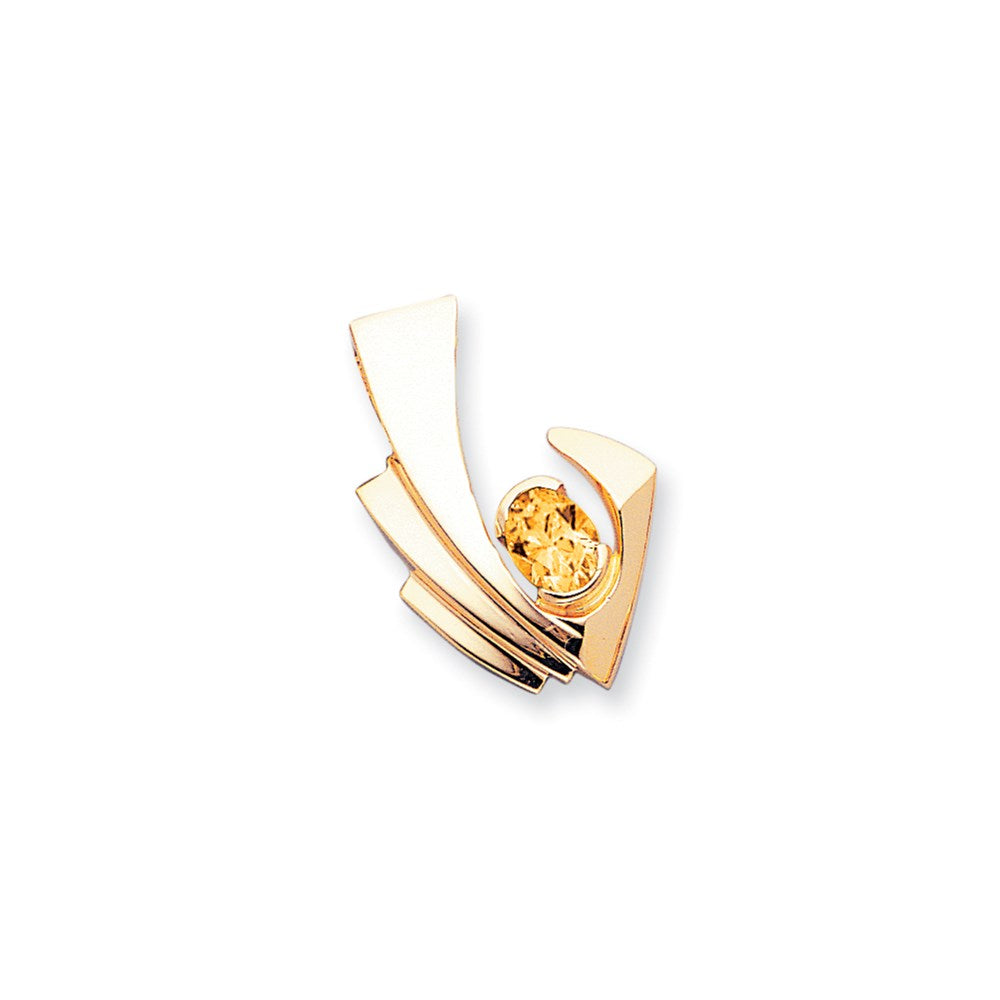 14K Gelbgold 9x7mm Oval Citrin Anhänger
