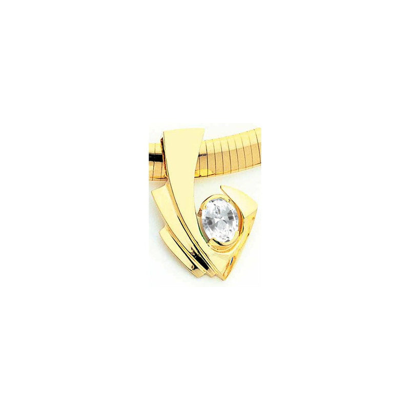 14K Gelbgold 9x7mm Oval Zirkonia Anhänger
