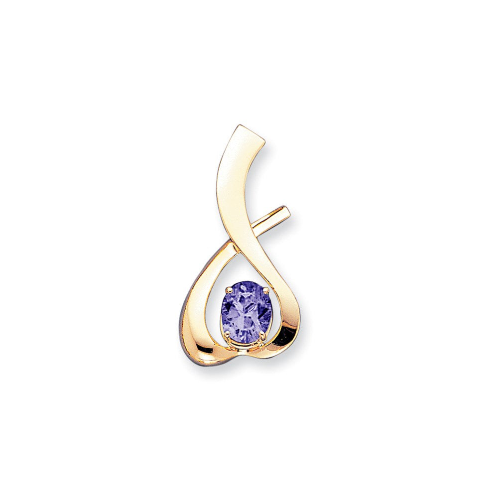 14K Gelbgold 10x8mm Oval Amethyst Anhänger