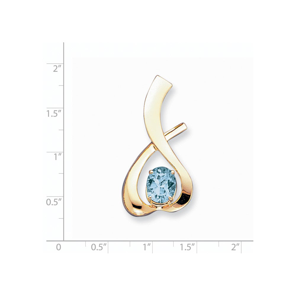 14K Gelbgold 10x8mm Oval Blautopas Anhänger