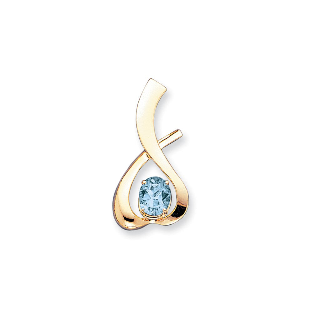 14K Gelbgold 10x8mm Oval Blautopas Anhänger