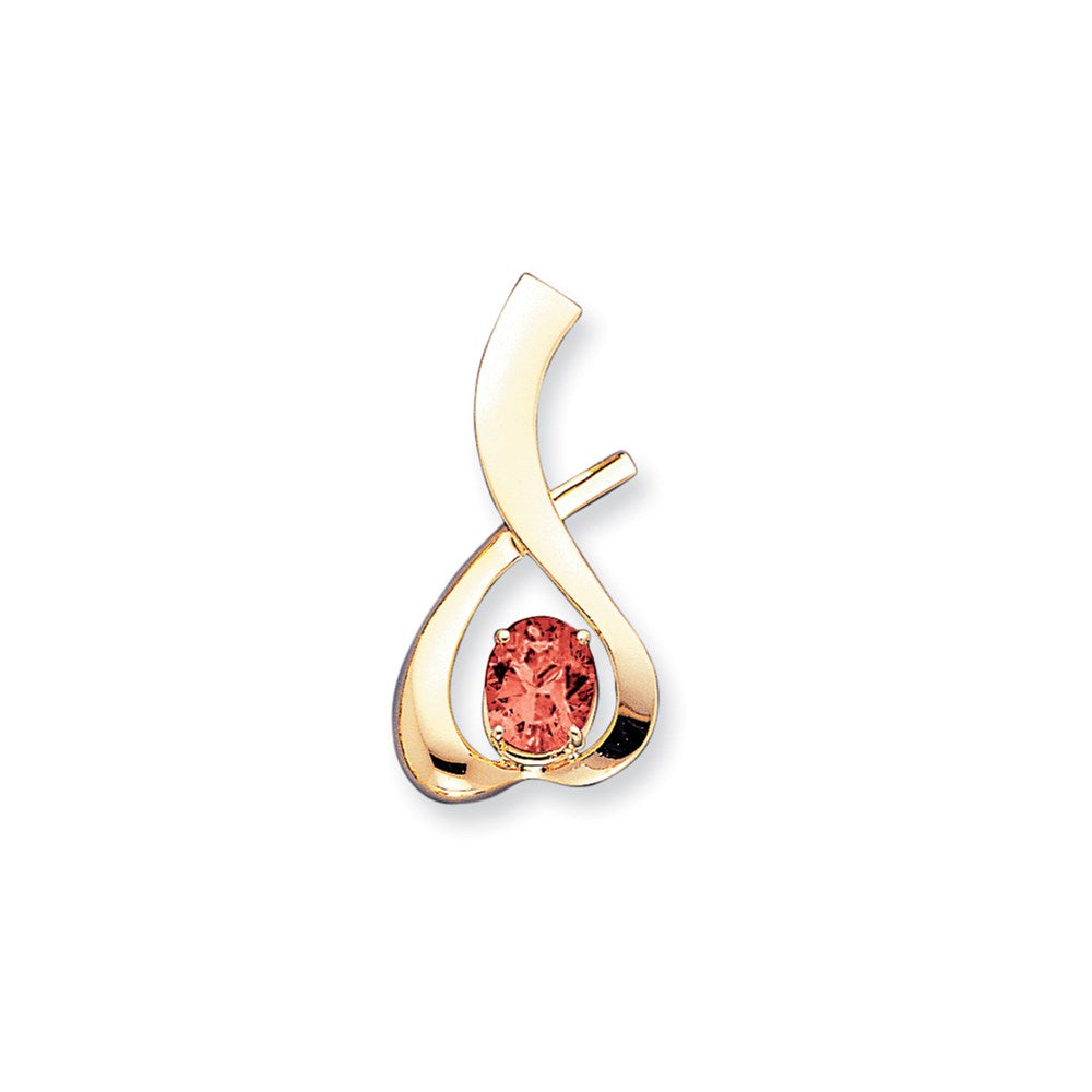 14K Gelbgold 10x8mm Oval Erzeugt Rubin Anhänger